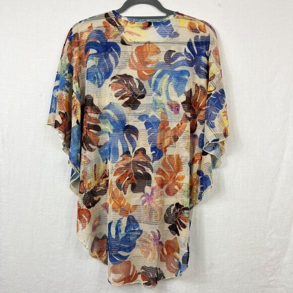 Dor Dor Couture Mesh All Over Tropical Top Womens L Floral Beach Vacation Anthro - Picture 5 of 9